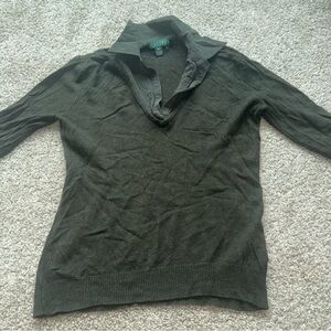 Lauren Ralph Lauren Dark Green V-Neck Sweater